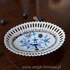 WYPRZEDAŻ Półmisek koszyk ażurowy wzór cebulowy porcelana lata 20te