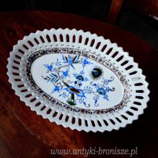 WYPRZEDAŻ Półmisek koszyk ażurowy wzór cebulowy porcelana lata 20te