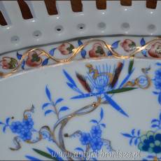 WYPRZEDAŻ Półmisek koszyk ażurowy wzór cebulowy porcelana lata 20te