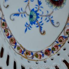 WYPRZEDAŻ Półmisek koszyk ażurowy wzór cebulowy porcelana lata 20te