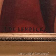 TAMARA De Łempicka - Portret Kobiety - Czerwona Suknia - Obraz Olejny