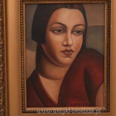 TAMARA De Łempicka - Portret Kobiety - Czerwona Suknia - Obraz Olejny