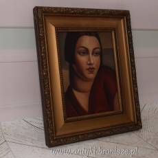 TAMARA De Łempicka - Portret Kobiety - Czerwona Suknia - Obraz Olejny