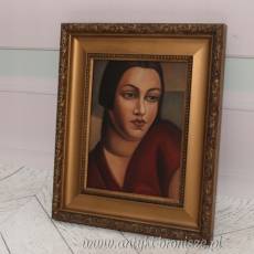 TAMARA De Łempicka - Portret Kobiety - Czerwona Suknia - Obraz Olejny