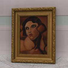 TAMARA De Łempicka - Portret Kobiety - Zielony Welon - Obraz Olejny