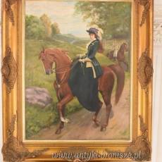 Juliusz Kossak - Kobieta Jadąca Na Koniu - Arystokratka Polski Obraz Olejny