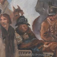 Wojciech Kossak - Przejazd Żołnierzy Przez Wieś - Zimowa Scena Obraz Olejny