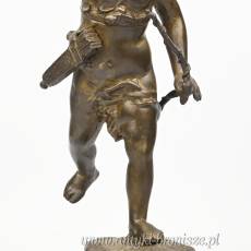 Figura z brązu "Cupidon". Włoski bóg miłości, na drewnianym cokole - poz. 7074