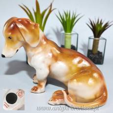 Jamnik siedzący duża figurka 20/15.5cm Steatyt Katowice lata 50te