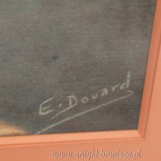 Bukiet kwiatów pastel na kartonie E.Douard Francja 1970r 76/62 cm