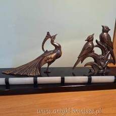 Grupa Art déco "1 paw & 2 gile (ptaszki)" - metal na podstawie z marmuru - poz. 4168