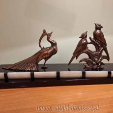 Grupa Art déco "1 paw & 2 gile (ptaszki)" - metal na podstawie z marmuru - poz. 4168