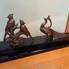 Grupa Art déco "1 paw & 2 gile (ptaszki)" - metal na podstawie z marmuru - poz. 4168