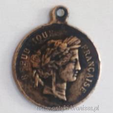 Francuski medal pamiątkowy, zawieszka z okresu III Republiki Francuskiej przełom XIX/XXw