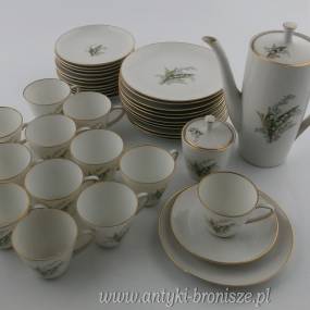 Zestaw porcelany do kawy dla 12 osób Niemcy Selb  Krautheim&Adalberg Porzellanfabrik wzór konwaliowy 1945-1977r