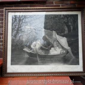 OKAZJA-WYPRZEDAZ - Litografia XIXw. "La barque d'Isabey" 1797 - poz. 5637
