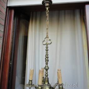 Lampa 5-ramienna z brazu pozlacanego, w stylu Renesans - poz. 3518