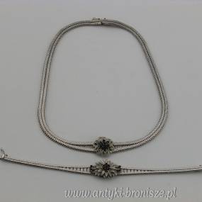Naszyjnik i bransoleta z szafirami (?) srebro 835