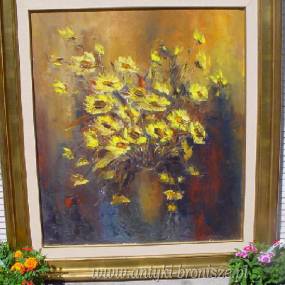 ONP - PONTEUR Mia XX w. "Kwiaty w wazonie", podpisany, w drewnianej ramie - rozm. 80 x 70 cm - poz. 553
