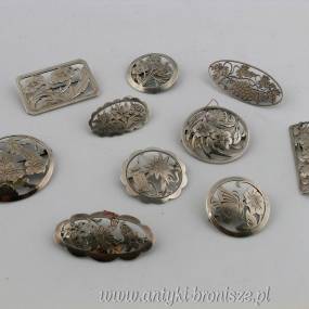 Ażurowe broszki w większości ręczne wykonanie "HANDARBEIT" srebro pr.800, 900 Niemcy?