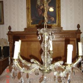 PRZECENA - Zyrandol 5-ramienny z krysztalkami w stylu Maria Teresa - H.: 45 cm - poz. 2431