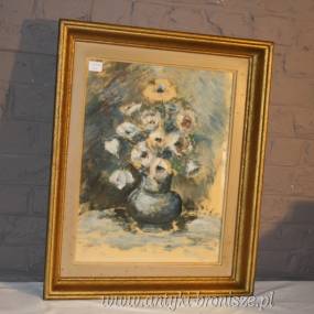 Obraz akwarela "Kwiaty" podpisany, rozm. 63 x 53 cm - poz. 4155