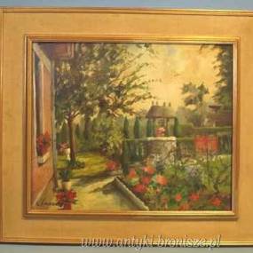 ONP "Ukwiecony ogrod" - podpisany G. NOELANDERS w drewnianej ramie 50 x 60 cm - poz 4853