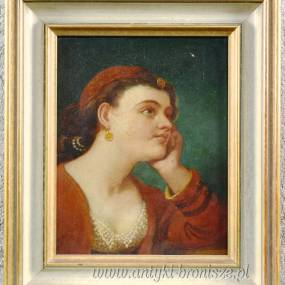 ONP - "Portret Damy". XIXw. , w zloconej ramie rozm. zewn 36 x 31cm - poz. 6694