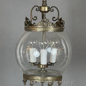 Żyrandol KULA, lampa szklana, sufitowa, antyczna