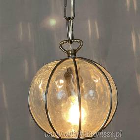 Żyrandol KULA, lampa szklana, sufitowa, antyczna
