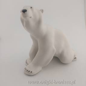 Figura porcelanowa niedźwiedzia Rosja Łomonosow lata 60.XXw