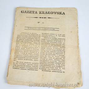 Starodruk Gazeta Krakowska z dodatkiem nr. 34 z 28.04 1799r papier czerpany