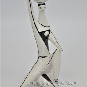New Look Rzeźba kobieta z misą Zsolnay Török János 1960r biało czarna taniej