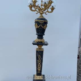 CZARNA PAŁACOWA LAMPA marmur + brąz