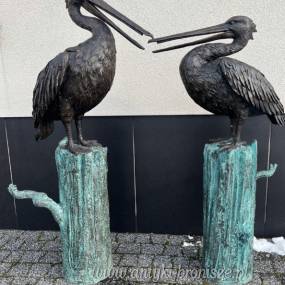 KORMORAN fontanna z brązu SIEDZĄCE kormorany