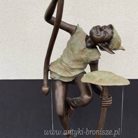 WESOŁY SKRZAT duża fontanna z brązu - ZABAWNY