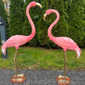 RÓŻOWE FLAMINGI z brązu FLAMING do ogrodu