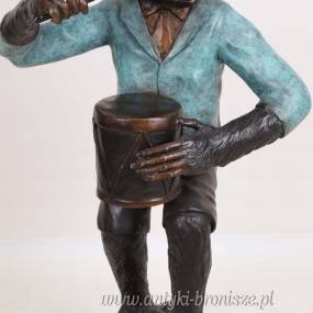 Małpa grająca na BĘBNIE - FIGURA Z BRĄZU