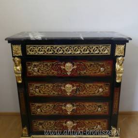 KOMODA - BOULLE - Z MARMUREM bieliżniarka