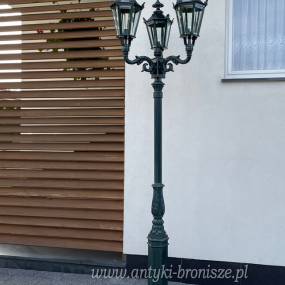 PAŁACOWA DUŻA LAMPA OGRODOWA alu TRÓJRAMIENNA