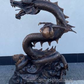 DRAGON - SMOK duży zieje wodą fontanna Z BRĄZU
