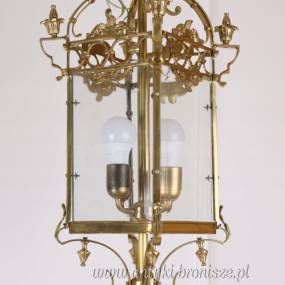 PAŁACOWA WISZĄCA LAMPA KWADRAT z brązu LATARNIA 67 cm