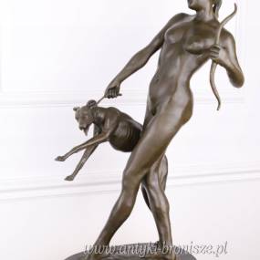 DIANA - BOGINI Z PSEM - 80 CM FIGURA Z BRĄZU SYG.