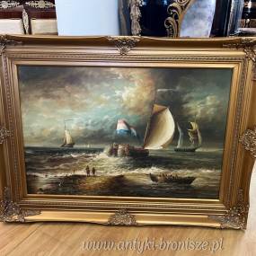 OBRAZ ZŁOTA RAMA 82 x 112 STRAŻ NOCNA - PORTOWA