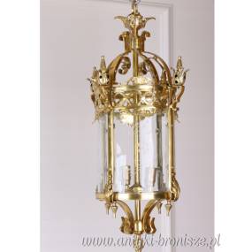 PAŁACOWA WISZĄCA LAMPA z brązu LATARNIA 70 cm