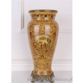 Stylowy WAZON PORCELANA Z BRĄZEM