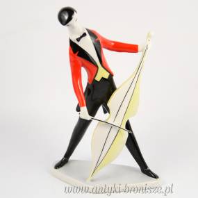 Kontrabasista Art Deco Zsolnay Torok Janos Węgry lata 60te