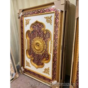 BAIŁO ZŁOTO BORDOWA ROZETA SUFITOWA 200 x 140