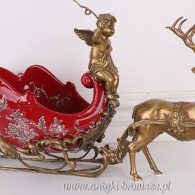 RYDWAN NA KOŁACH porcelana z brązem czerwona