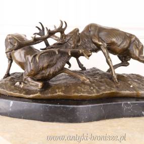 Figura z brązu rzeźba POTYCZKA JELENI duża figura